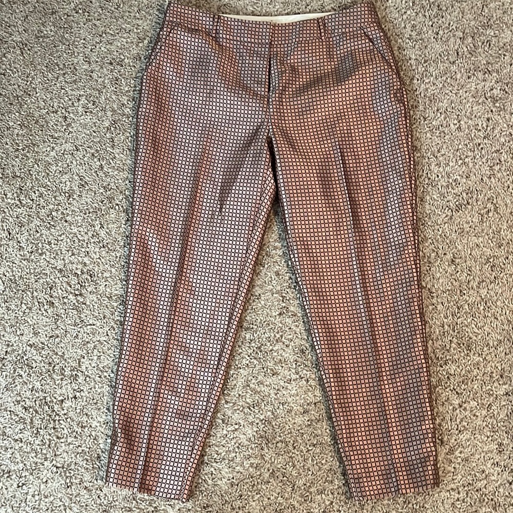 Pink with blue squares Kate Soade dress pants. Lightly worn. Size 12.